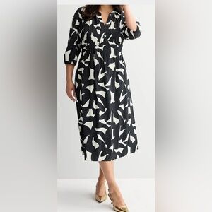 Plus Size Nine West Puff Sleeve Fit & Flare Midi Dress